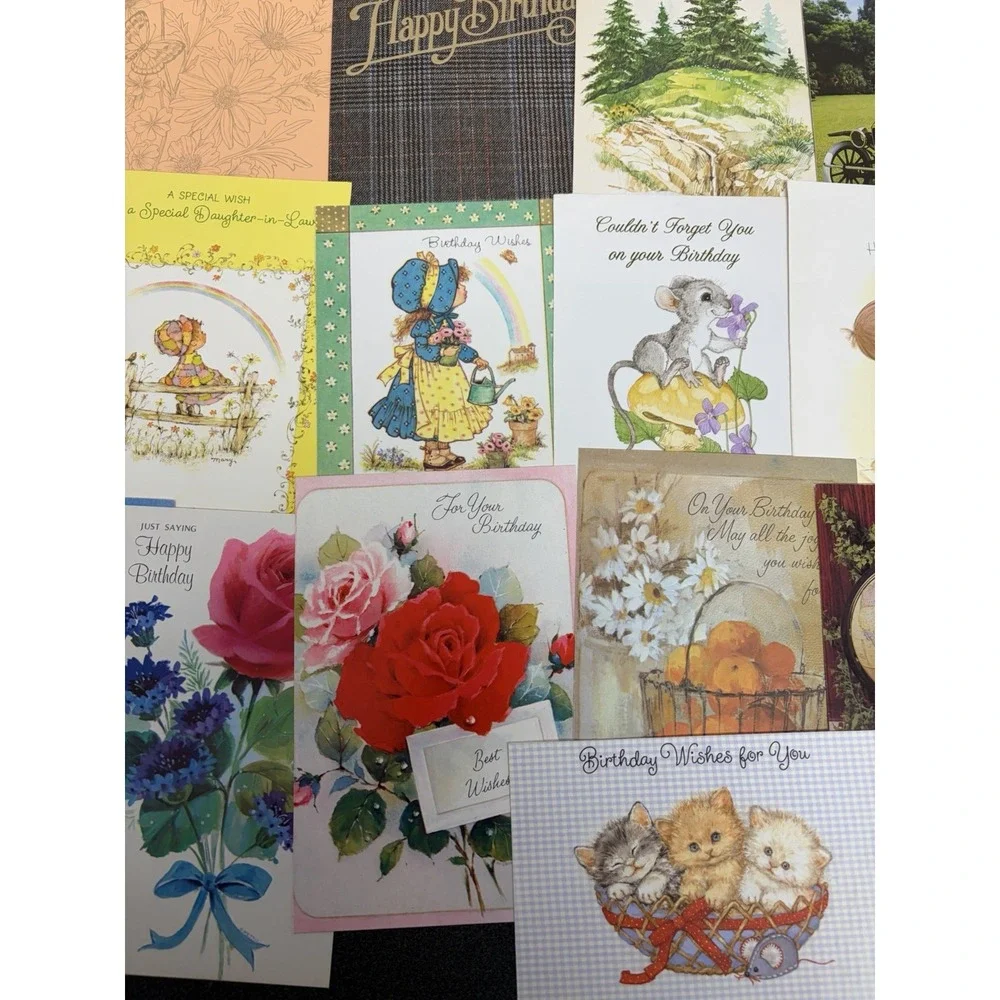 Vintage Birthday Cards Some Fronts ONLY Scrapbooking Crafts Decoupage Lot of 50+